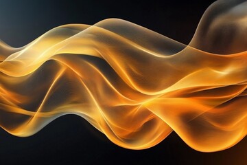 Leinwandbilder - Flowing golden waves create a mesmerizing abstract artwork with smooth curves and radiant light in a dark background