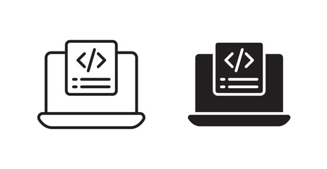 Display code vector icon set in black color.