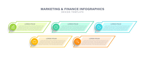 Wall Mural - infographic template with 5 steps or options for business presentations