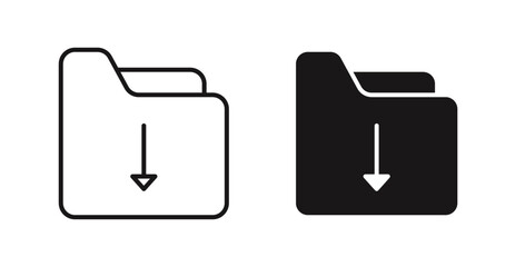 Poster - Folder download vector icon set in black color.