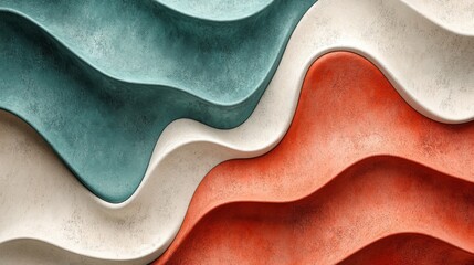 Wall Mural - abstract rendering of wavy shapes in a variety of colors