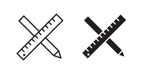 Poster - Pencil and ruler vector icon set in black color.
