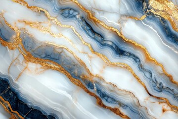 Fototapete - Beautiful marble texture with golden veins and blue accents in an elegant design suitable for modern interiors