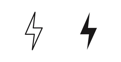 Poster - Thunder bolt vector icon set in black color.