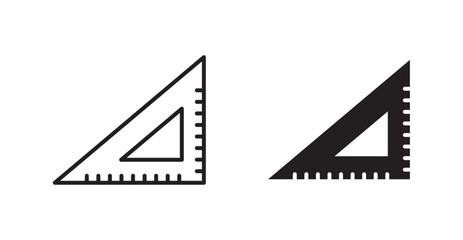 Poster - Triangle Ruler vector icon set in black color.