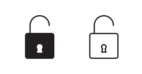 Poster - Unlock vector icon set in black color.
