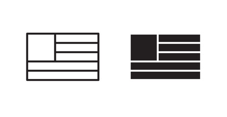 Poster - USA flag vector icon set in black color.