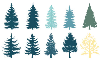 Wall Mural - minimalistic pine tree vector set for nature and design projects