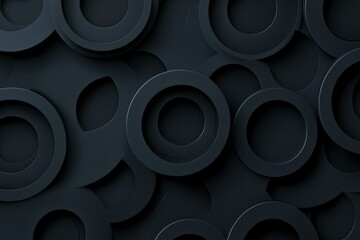 Leinwandbilder - Black circular shapes layered together create a modern textured background design in an abstract style