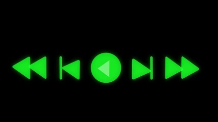 audio player for songs or podcast playlist. Play or pause button on black background..