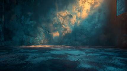 Wall Mural - grungy concrete room teal texture, modern abstract backdrop for interior design