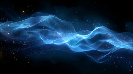 Wall Mural - blue glowing wave elegant digital art, smooth energy flow with cosmic light