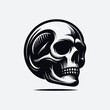 © pro100drawn - '검정 미니멀리즘 벡터 로고 디자인 스타일의 해골, 투명하고 분리된 클립아트 배경에 세련되고 단순한 형태, 벡터 형식으로, 대담하고 모던한 브랜딩에 이상적.'