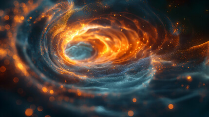 Wall Mural - Orange Blue Swirl Glowing Vortex Design, Fire and Light Texture for Digital Art