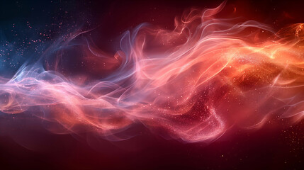 Wall Mural - Red Pink Blue Nebula Swirling Cosmic Background, Galaxy-Themed Abstract Design