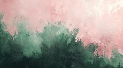Wall Mural - a textured abstract painting in pink and green colors presents itself