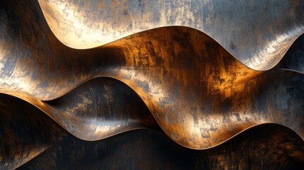 Wall Mural - metallic flowing shapes present an abstract and textured display