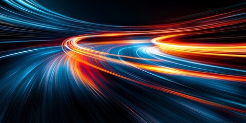 Canvas Print - abstract background, electric blue and red light trails, motion blur, dynamic lines, high contrast