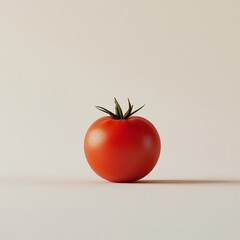 Poster - Single Red Tomato Against Light Background: A Simple Food Still Life Composition