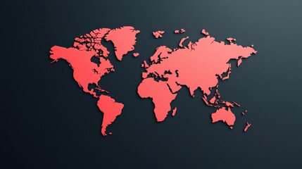 import tariffs economy strategy concept. world map in red against a dark background.