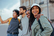 © bernardbodo - Group of happy tourists visiting a european city