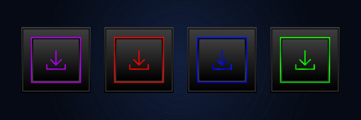 Colorful button with download icon set.