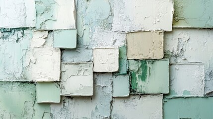 Wall Mural - textured wall art with square shapes in various pastel colors
