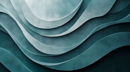 Wall Mural - abstract layered teal and gray waves creating visual textures and depth