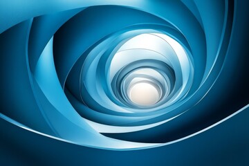 Poster - Spirals of blue light create a mesmerizing tunnel effect, drawing the viewer into a vibrant, dynamic space