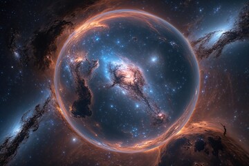 Wall Mural - 360-degree deep space nebula panorama: hdri spherical environment map and cosmic background