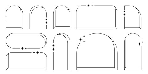 Wall Mural - line abstract frames, arch windows with blinks, decorative graphic elements and backgrounds. vector 