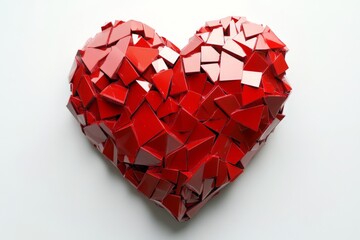 Aufkleber - Heart made of red mosaic tiles displays creativity and craftsmanship in an artistic arrangement