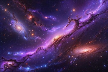 Wall Mural - stunning cosmic landscape featuring violet star trails and vivid nebulas in a brilliant galaxy