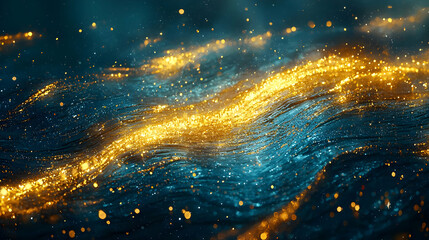 Wall Mural - abstract gold and blue particle background
