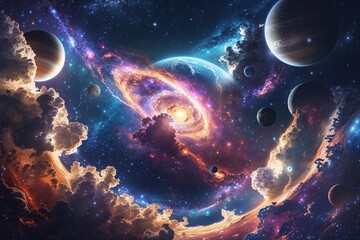 Wall Mural - Vibrant Deep Space Exploration Unveiling the Wonders of the Universe