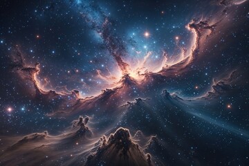 Wall Mural - 360 hdri equirectangular space nebula and star field background environment map
