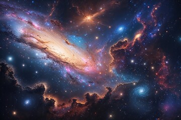 Wall Mural - stunning cosmic landscapes with bright galaxies and twinkling constellations in an enigmatic univers