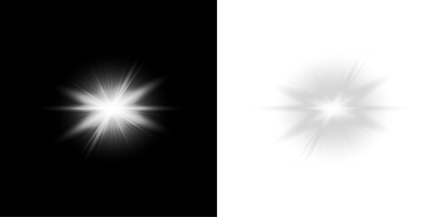 Poster -  glowing lens flare with starlight sparkles, magical shine, and spiral energy. Ideal for festive events, cosmic backgrounds, night party visuals, and abstract fantasy design elements. Vector format