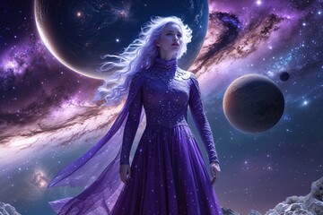 Wall Mural - violet eve a magical perspective on earth from the universe