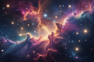 Wall Mural - Vibrant Space Background Featuring Colorful Nebula Shimmering Stars and Cosmic Elements