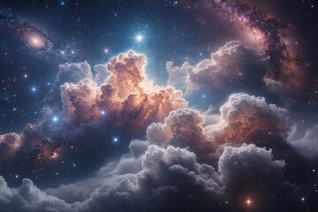 Wall Mural - stunning cosmic cloud nebula in enchanting starlit galaxy landscape