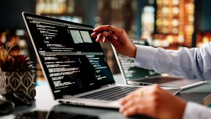 Wall Mural - african american coder using computer at desk