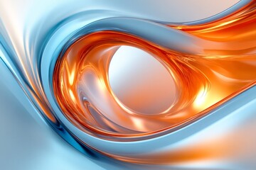 Fototapete - Colorful abstract wave of orange and blue twisting gracefully in a smooth gradient background