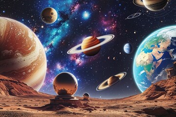 Planetary Graphics Collection Art Posters and Surfaces for Stargazer Exploration and Universe Celebration