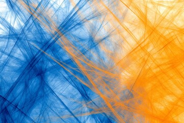 Fototapete - Abstract blue and orange background with dynamic line patterns creating a vibrant visual experience