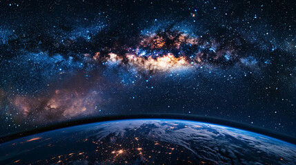 Wall Mural - landscape with the milky way galaxy. earth view from space with the milky way galaxy.
