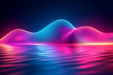 Aufkleber - Colorful waves of light reflect on a calm surface at night with vibrant hues creating a mesmerizing atmosphere