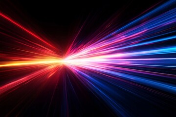 Fototapete - Vibrant beams of light create dynamic patterns in a dark setting showcasing energy and movement