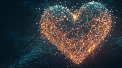 Wall Mural - digital heart: a stunning representation of the digital age, the image features a heart constructed 