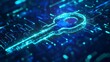 © Andrew - Digital Key: A close-up shot of a luminous digital key hovering above a circuit board, illustrating concepts of cybersecurity, encryption, access, and data protection.